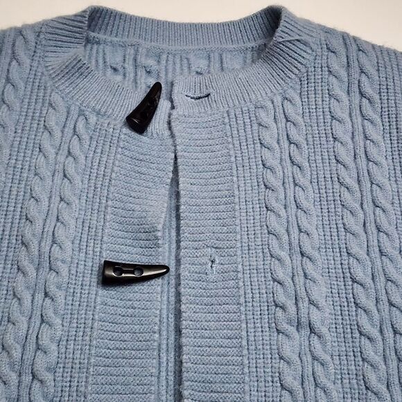 Girls Cable Knit Knitted Blue Cardigan Sweater Size 8-9 - Picture 6 of 6